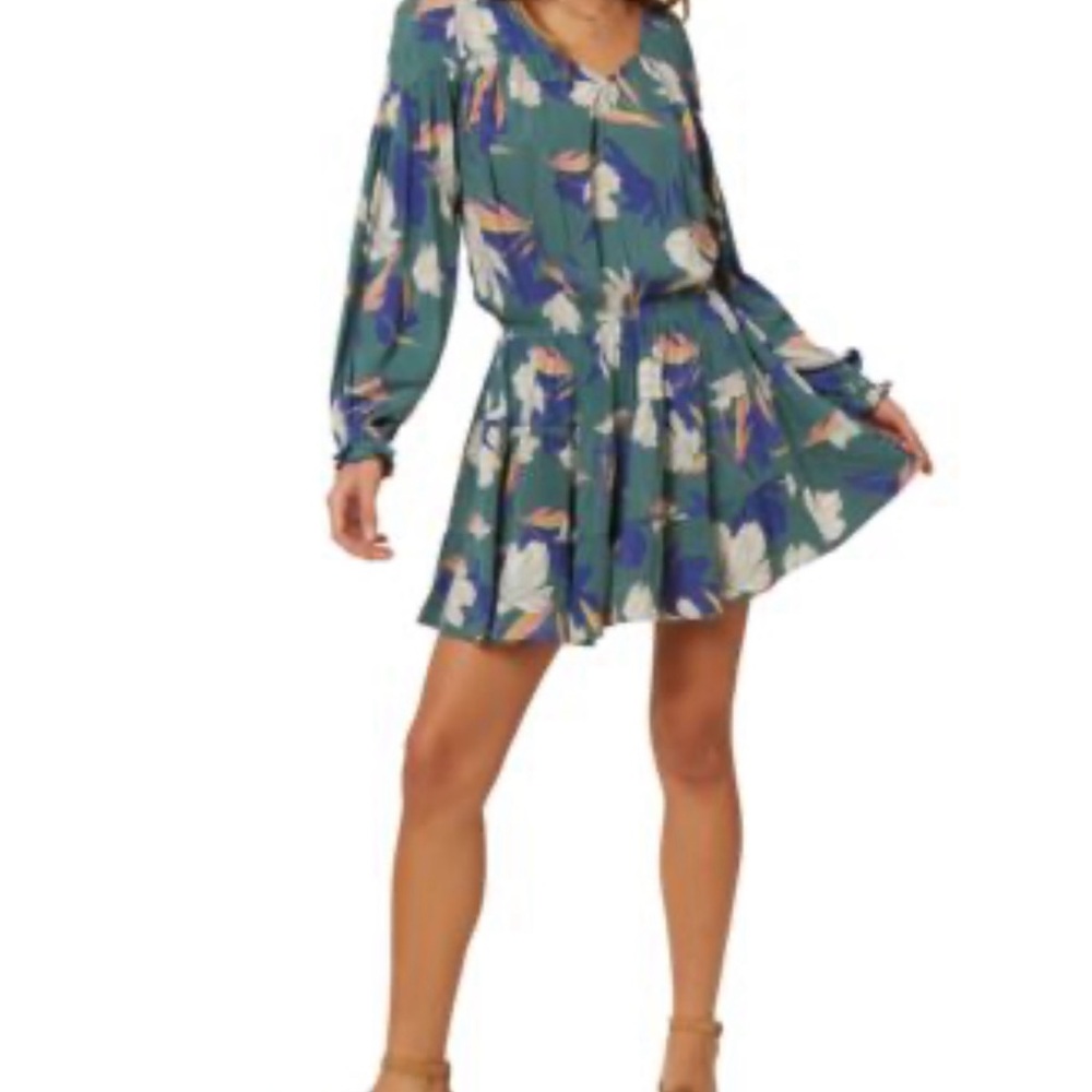 O'Neill Teal Floral Long Sleeve Dress